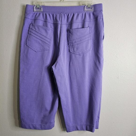 Links Womens 2pc Capri Set Purple Pull On Stretch Pockets Soft Knit Sz S - Picture 8 of 14